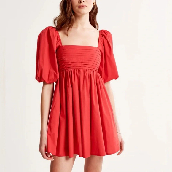 Abercrombie & Fitch Dresses & Skirts - Abercrombie Emerson mini dress babydoll garnet short sleeve pockets poplin